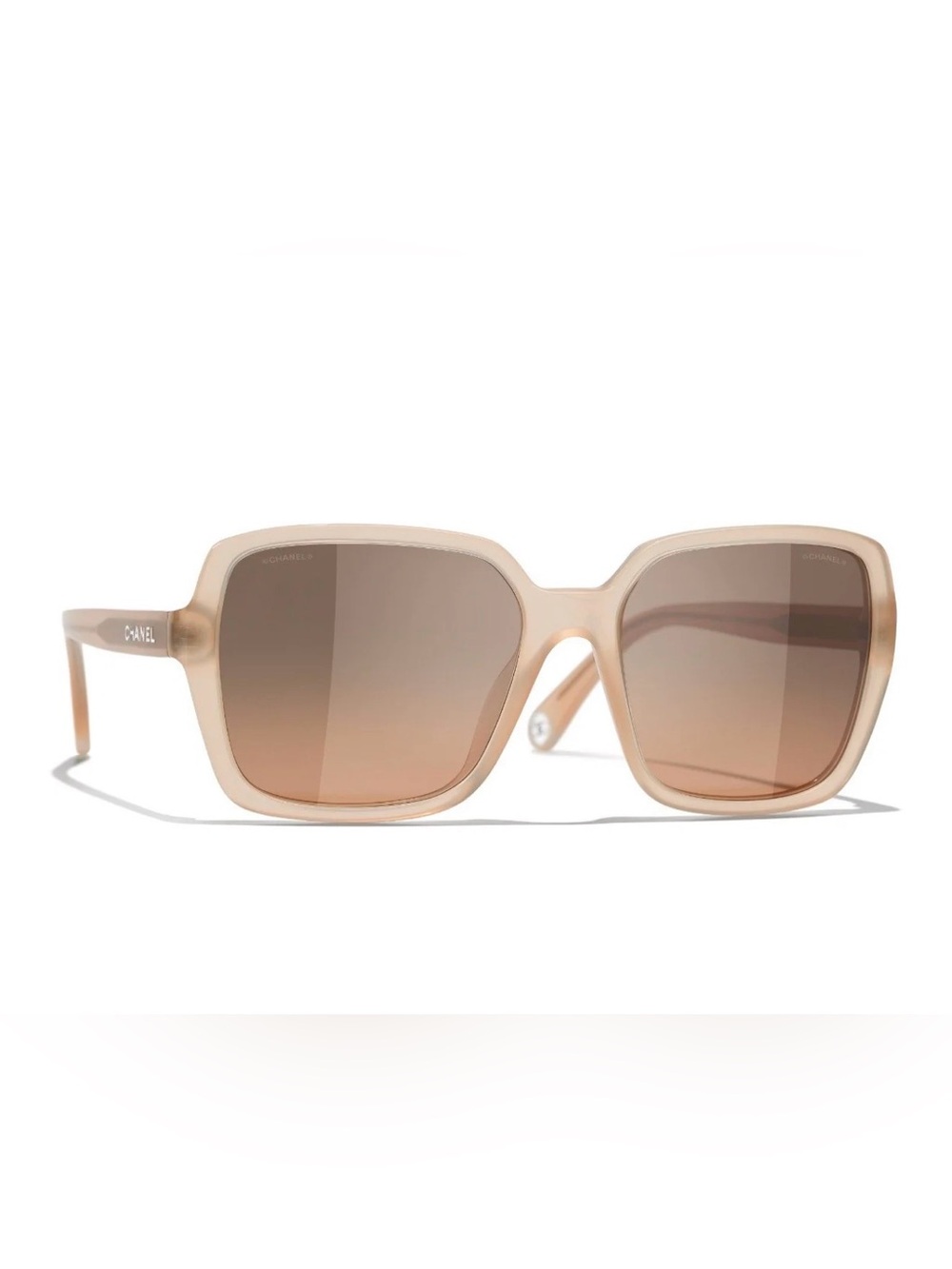 CHANEL 5505 Nude Square Sunglasses - Beige Frame with Brown Gradient Lenses